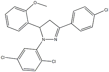 3-(4-chlorophenyl)-1-(2,5-dichlorophenyl)-5-(2-methoxyphenyl)-4,5-dihydro-1H-pyrazole,339159-53-4,结构式