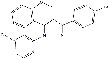3-(4-bromophenyl)-1-(3-chlorophenyl)-5-(2-methoxyphenyl)-4,5-dihydro-1H-pyrazole Struktur