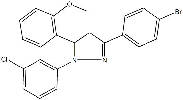 3-(4-bromophenyl)-1-(3-chlorophenyl)-5-(2-methoxyphenyl)-4,5-dihydro-1H-pyrazole Structure