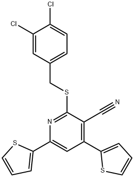 2-[(3,4-dichlorobenzyl)sulfanyl]-4,6-di(2-thienyl)nicotinonitrile Struktur