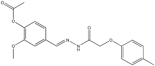 2-methoxy-4-{2-[(4-methylphenoxy)acetyl]carbohydrazonoyl}phenyl acetate Struktur