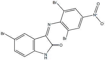 5-bromo-3-({2,6-dibromo-4-nitrophenyl}imino)-1,3-dihydro-2H-indol-2-one,339207-03-3,结构式