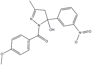 5-{3-nitrophenyl}-1-(4-methoxybenzoyl)-3-methyl-4,5-dihydro-1H-pyrazol-5-ol Structure