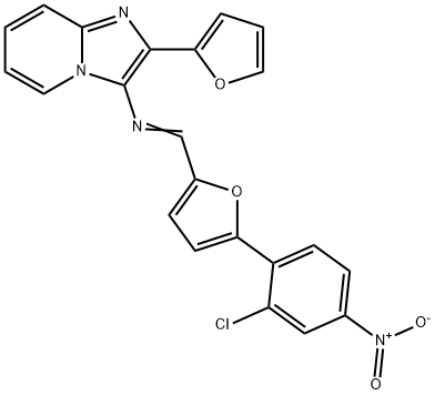 3-{[(5-{2-chloro-4-nitrophenyl}-2-furyl)methylene]amino}-2-(2-furyl)imidazo[1,2-a]pyridine Structure