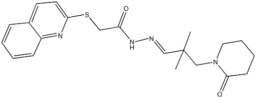 N'-[2,2-dimethyl-3-(2-oxo-1-piperidinyl)propylidene]-2-(2-quinolinylsulfanyl)acetohydrazide 化学構造式