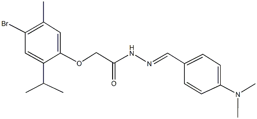 2-(4-bromo-2-isopropyl-5-methylphenoxy)-N'-[4-(dimethylamino)benzylidene]acetohydrazide Struktur