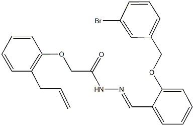 2-(2-allylphenoxy)-N'-{2-[(3-bromobenzyl)oxy]benzylidene}acetohydrazide 化学構造式