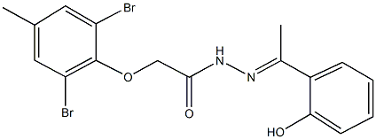 2-(2,6-dibromo-4-methylphenoxy)-N'-[1-(2-hydroxyphenyl)ethylidene]acetohydrazide Struktur