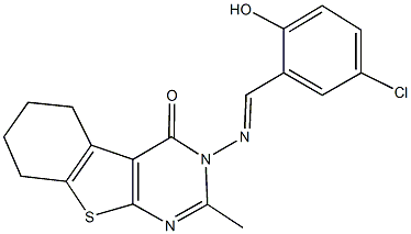 3-[(5-chloro-2-hydroxybenzylidene)amino]-2-methyl-5,6,7,8-tetrahydro[1]benzothieno[2,3-d]pyrimidin-4(3H)-one,339222-41-2,结构式