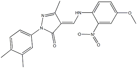 2-(3,4-dimethylphenyl)-4-({2-nitro-4-methoxyanilino}methylene)-5-methyl-2,4-dihydro-3H-pyrazol-3-one,339242-14-7,结构式