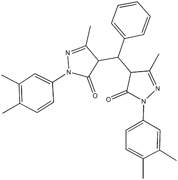 2-(3,4-dimethylphenyl)-4-[[1-(3,4-dimethylphenyl)-3-methyl-5-oxo-4,5-dihydro-1H-pyrazol-4-yl](phenyl)methyl]-5-methyl-2,4-dihydro-3H-pyrazol-3-one Structure