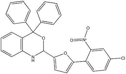 2-(5-{4-chloro-2-nitrophenyl}-2-furyl)-4,4-diphenyl-1,4-dihydro-2H-3,1-benzoxazine Structure