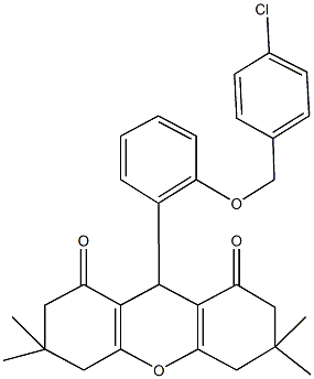 9-{2-[(4-chlorobenzyl)oxy]phenyl}-3,3,6,6-tetramethyl-3,4,5,6,7,9-hexahydro-1H-xanthene-1,8(2H)-dione,339284-58-1,结构式
