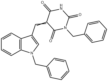 1-benzyl-5-[(1-benzyl-1H-indol-3-yl)methylene]-2,4,6(1H,3H,5H)-pyrimidinetrione Structure