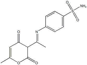 4-{[1-(6-methyl-2,4-dioxo-3,4-dihydro-2H-pyran-3-yl)ethylidene]amino}benzenesulfonamide Struktur