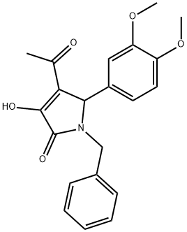 4-acetyl-1-benzyl-5-(3,4-dimethoxyphenyl)-3-hydroxy-1,5-dihydro-2H-pyrrol-2-one Struktur