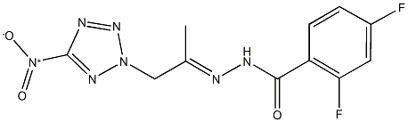 2,4-difluoro-N'-(2-{5-nitro-2H-tetraazol-2-yl}-1-methylethylidene)benzohydrazide Structure