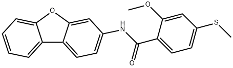N-dibenzo[b,d]furan-3-yl-2-methoxy-4-(methylsulfanyl)benzamide Struktur
