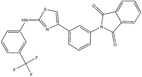 2-(3-{2-[3-(trifluoromethyl)anilino]-1,3-thiazol-4-yl}phenyl)-1H-isoindole-1,3(2H)-dione 化学構造式
