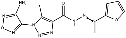 1-(4-amino-1,2,5-oxadiazol-3-yl)-N'-[1-(2-furyl)ethylidene]-5-methyl-1H-1,2,3-triazole-4-carbohydrazide 化学構造式