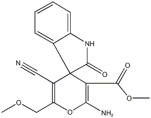 methyl 2-amino-5-cyano-1',3'-dihydro-6-(methoxymethyl)-2'-oxospiro[4H-pyran-4,3'-(2'H)-indole]-3-carboxylate Struktur