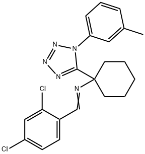 N-(2,4-dichlorobenzylidene)-N-{1-[1-(3-methylphenyl)-1H-tetraazol-5-yl]cyclohexyl}amine Structure