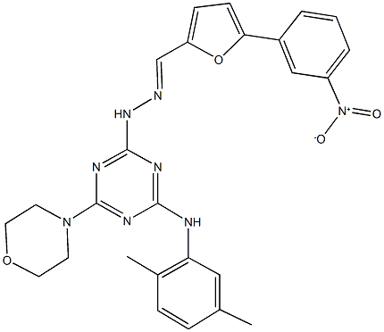 5-{3-nitrophenyl}-2-furaldehyde [4-(2,5-dimethylanilino)-6-morpholin-4-yl-1,3,5-triazin-2-yl]hydrazone Structure