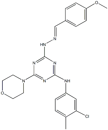 4-methoxybenzaldehyde [4-(3-chloro-4-methylanilino)-6-morpholin-4-yl-1,3,5-triazin-2-yl]hydrazone,339321-51-6,结构式