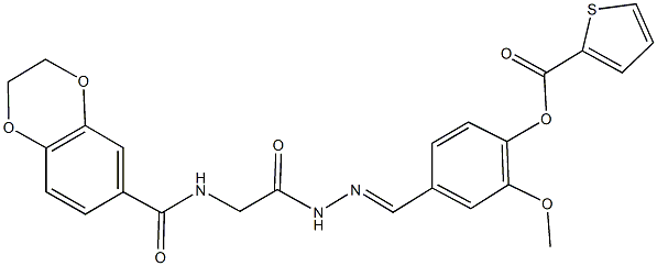 4-(2-{[(2,3-dihydro-1,4-benzodioxin-6-ylcarbonyl)amino]acetyl}carbohydrazonoyl)-2-methoxyphenyl 2-thiophenecarboxylate,339322-23-5,结构式