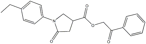 2-oxo-2-phenylethyl 1-(4-ethylphenyl)-5-oxo-3-pyrrolidinecarboxylate Struktur
