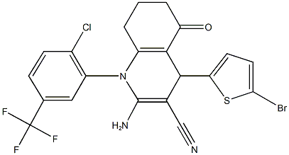 2-amino-4-(5-bromo-2-thienyl)-1-[2-chloro-5-(trifluoromethyl)phenyl]-5-oxo-1,4,5,6,7,8-hexahydro-3-quinolinecarbonitrile,339339-15-0,结构式