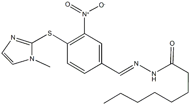 N'-{3-nitro-4-[(1-methyl-1H-imidazol-2-yl)sulfanyl]benzylidene}octanohydrazide Struktur