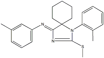 N-(3-methylphenyl)-N-[1-(2-methylphenyl)-2-(methylsulfanyl)-1,3-diazaspiro[4.5]dec-2-en-4-ylidene]amine 化学構造式