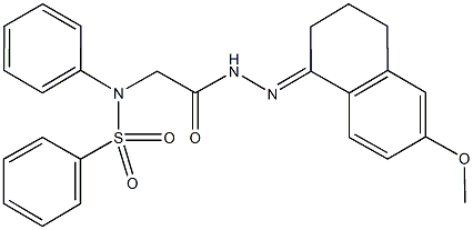 N-{2-[2-(6-methoxy-3,4-dihydro-1(2H)-naphthalenylidene)hydrazino]-2-oxoethyl}-N-phenylbenzenesulfonamide 结构式