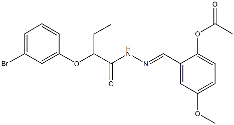 2-{2-[2-(3-bromophenoxy)butanoyl]carbohydrazonoyl}-4-methoxyphenyl acetate,339340-71-5,结构式