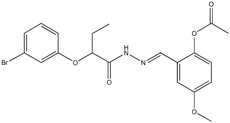 2-{2-[2-(3-bromophenoxy)butanoyl]carbohydrazonoyl}-4-methoxyphenyl acetate Structure