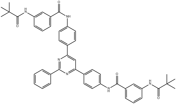 3-[(2,2-dimethylpropanoyl)amino]-N-(4-{6-[4-({3-[(2,2-dimethylpropanoyl)amino]benzoyl}amino)phenyl]-2-phenyl-4-pyrimidinyl}phenyl)benzamide Structure