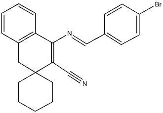 1-[(4-bromobenzylidene)amino]-3,4-dihydrospiro[naphthalene-3,1'-cyclohexane]-2-carbonitrile Struktur