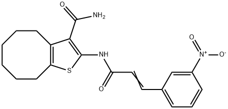 2-[(3-{3-nitrophenyl}acryloyl)amino]-4,5,6,7,8,9-hexahydrocycloocta[b]thiophene-3-carboxamide 化学構造式