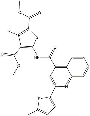 dimethyl 3-methyl-5-({[2-(5-methyl-2-thienyl)-4-quinolinyl]carbonyl}amino)-2,4-thiophenedicarboxylate 化学構造式