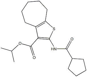 isopropyl 2-[(cyclopentylcarbonyl)amino]-5,6,7,8-tetrahydro-4H-cyclohepta[b]thiophene-3-carboxylate Struktur