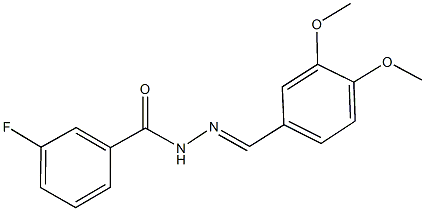 N'-(3,4-dimethoxybenzylidene)-3-fluorobenzohydrazide 化学構造式