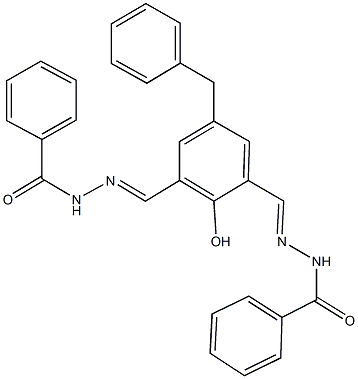 N'-[3-(2-benzoylcarbohydrazonoyl)-5-benzyl-2-hydroxybenzylidene]benzohydrazide 结构式