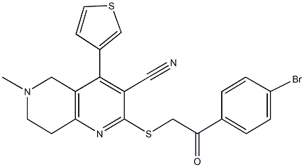 2-{[2-(4-bromophenyl)-2-oxoethyl]sulfanyl}-6-methyl-4-(3-thienyl)-5,6,7,8-tetrahydro[1,6]naphthyridine-3-carbonitrile,339582-16-0,结构式