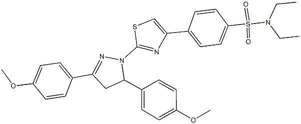 4-{2-[3,5-bis(4-methoxyphenyl)-4,5-dihydro-1H-pyrazol-1-yl]-1,3-thiazol-4-yl}-N,N-diethylbenzenesulfonamide Structure