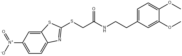 N-[2-(3,4-dimethoxyphenyl)ethyl]-2-({6-nitro-1,3-benzothiazol-2-yl}sulfanyl)acetamide Structure