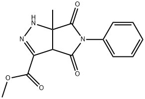 methyl 6a-methyl-4,6-dioxo-5-phenyl-1,3a,4,5,6,6a-hexahydropyrrolo[3,4-c]pyrazole-3-carboxylate 化学構造式