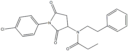 N-[1-(4-chlorophenyl)-2,5-dioxo-3-pyrrolidinyl]-N-(2-phenylethyl)propanamide Structure