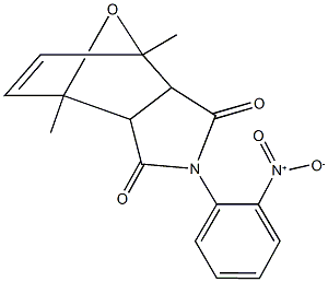 4-{2-nitrophenyl}-1,7-dimethyl-10-oxa-4-azatricyclo[5.2.1.0~2,6~]dec-8-ene-3,5-dione Structure