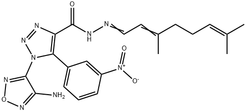 1-(4-amino-1,2,5-oxadiazol-3-yl)-N'-(3,7-dimethyl-2,6-octadienylidene)-5-{3-nitrophenyl}-1H-1,2,3-triazole-4-carbohydrazide Structure